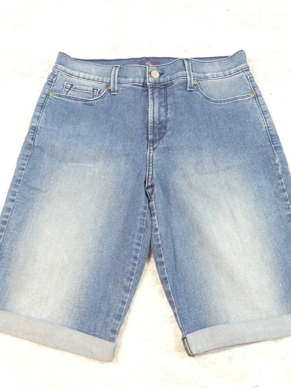 NYDJ Jean Shorts Blue Distressed Cuffed Denim Boyfriend